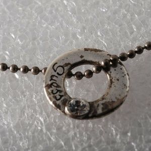 Guess Bead Chain Necklace Rhinestone Distressed Tarnished